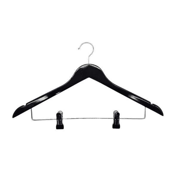 Decotel Black Wood Hanger - Skirt Clips with Hook